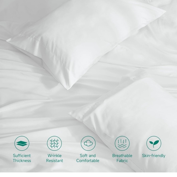 Z-hom Queen Bed Sheets 4 Piece Set Queen 16 inch Deep Pocket White - Picture 8 of 9